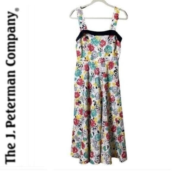 J. Peterman Women Linen Midi Dress Size 4 Floral 60's Rockabilly Pin-Up … - Picture 2 of 12